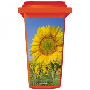 Sunflowers In A Field Wheelie Bin Sticker Panel